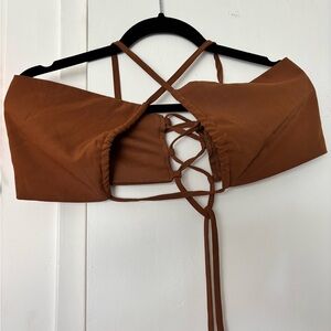 Fashion Nova Brown Lace-Up Crop Top